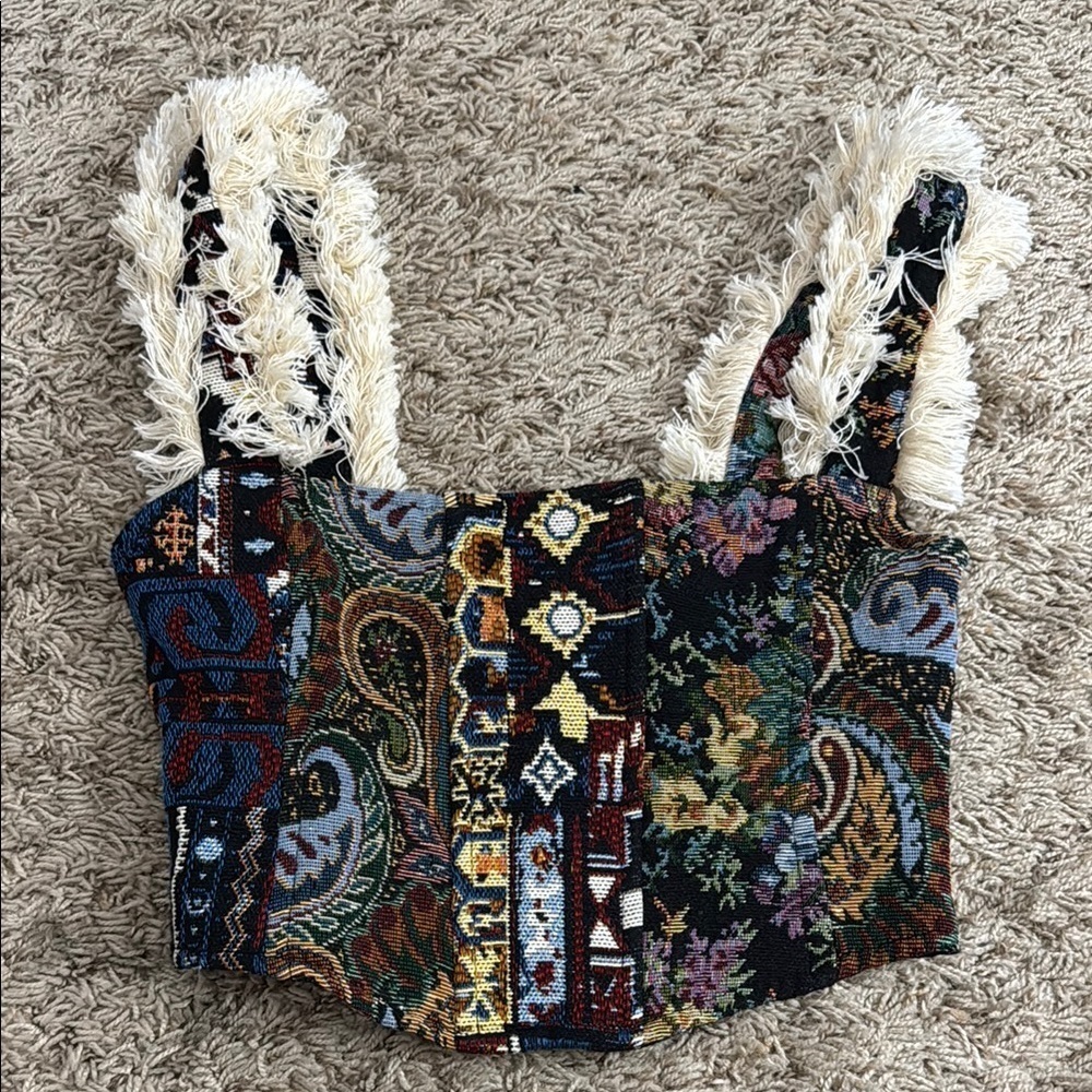 Jaded London boho fringe festival top 0 (broken zipper)